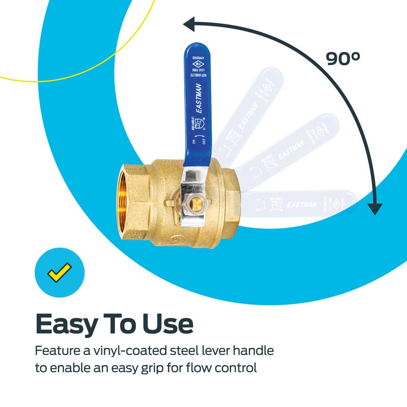 Eastman 2 Inch IPS Heavy Duty Full Port Ball Valve, Brass Plumbing Fitting, 20055LF - Image 5